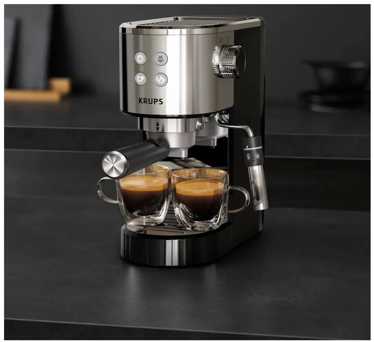 Krups Virtuoso XP444C10 Espressomachine - 15 bar - 1 Liter - RVS/Zwart - afbeelding 4 van 6