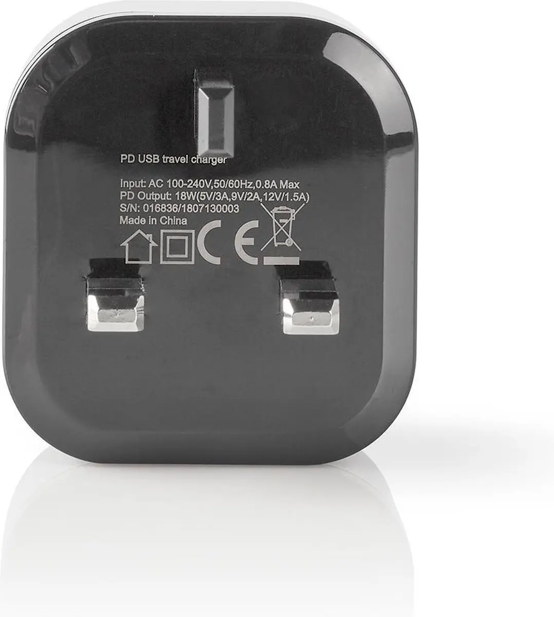 Nedis WCPD18W100BKUK USB-C Oplader 18W - Zwart