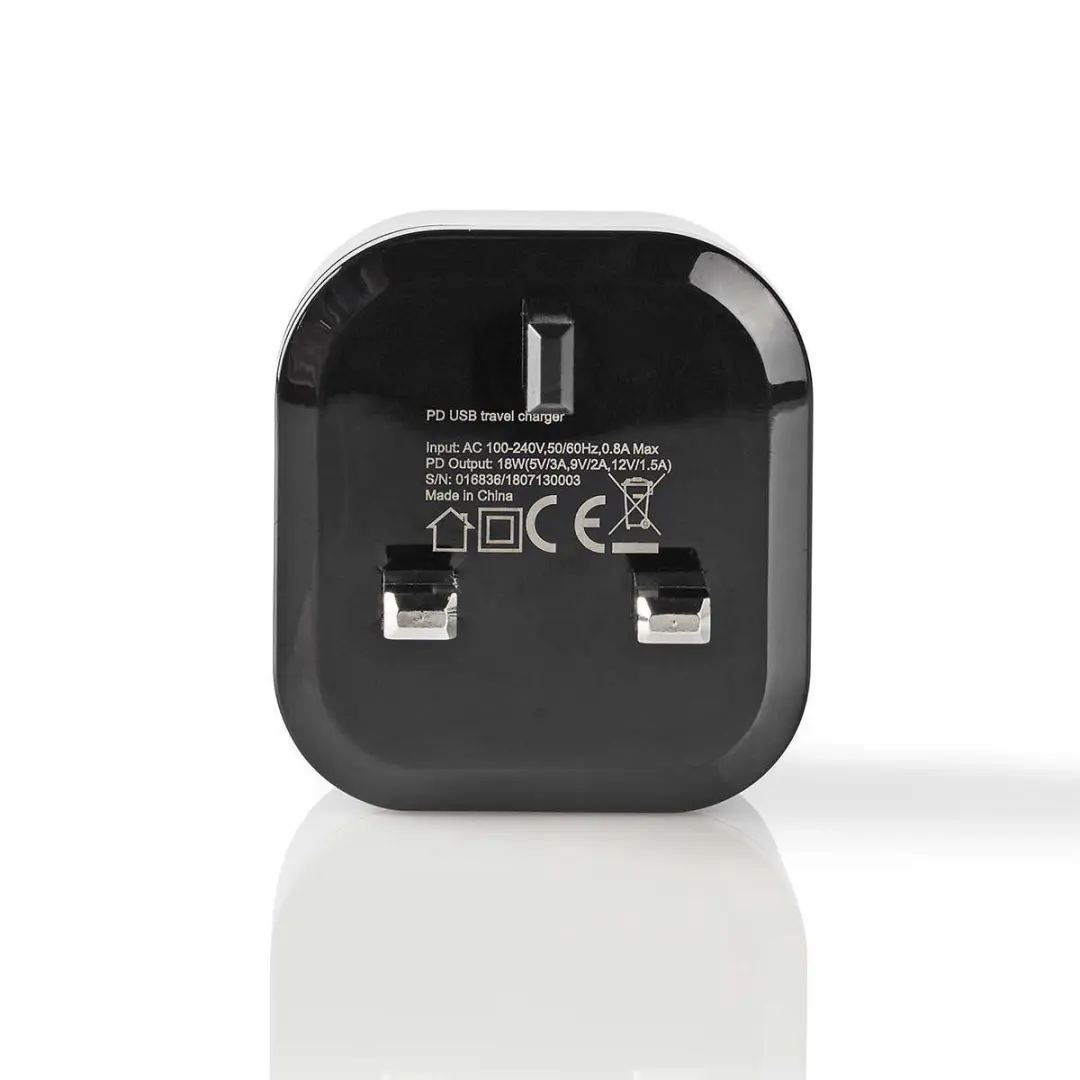Nedis WCPD18W100BKUK USB-C Oplader 18W - Zwart - afbeelding 6 van 6