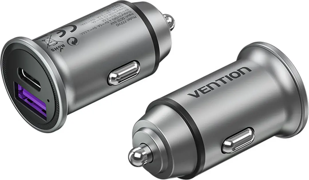 Vention FFBH0 Autolader 30W - 2 Poorten Grijs - afbeelding 6 van 6