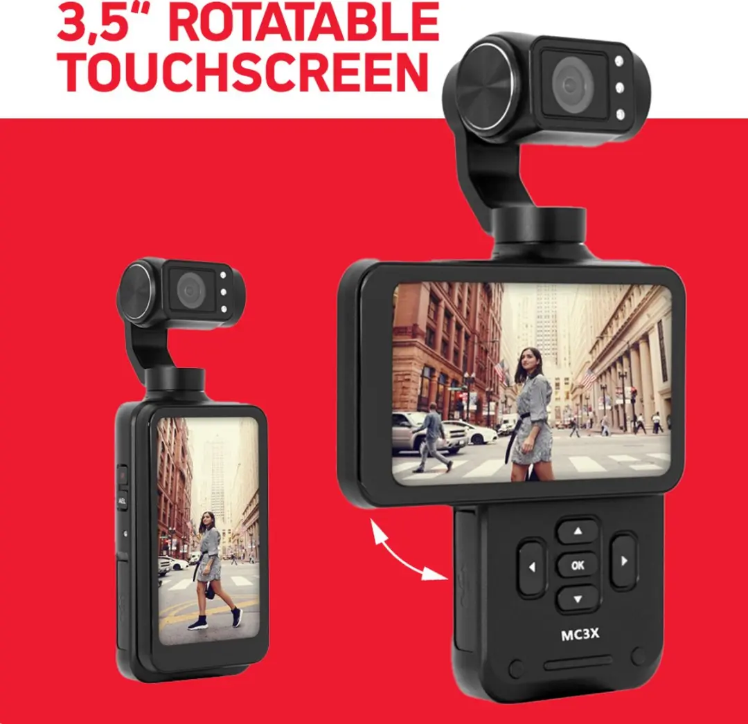 AgfaPhoto Mini Gimbal Camera MC3X - 3 Assen - 3,5" Touchscreen - Noir