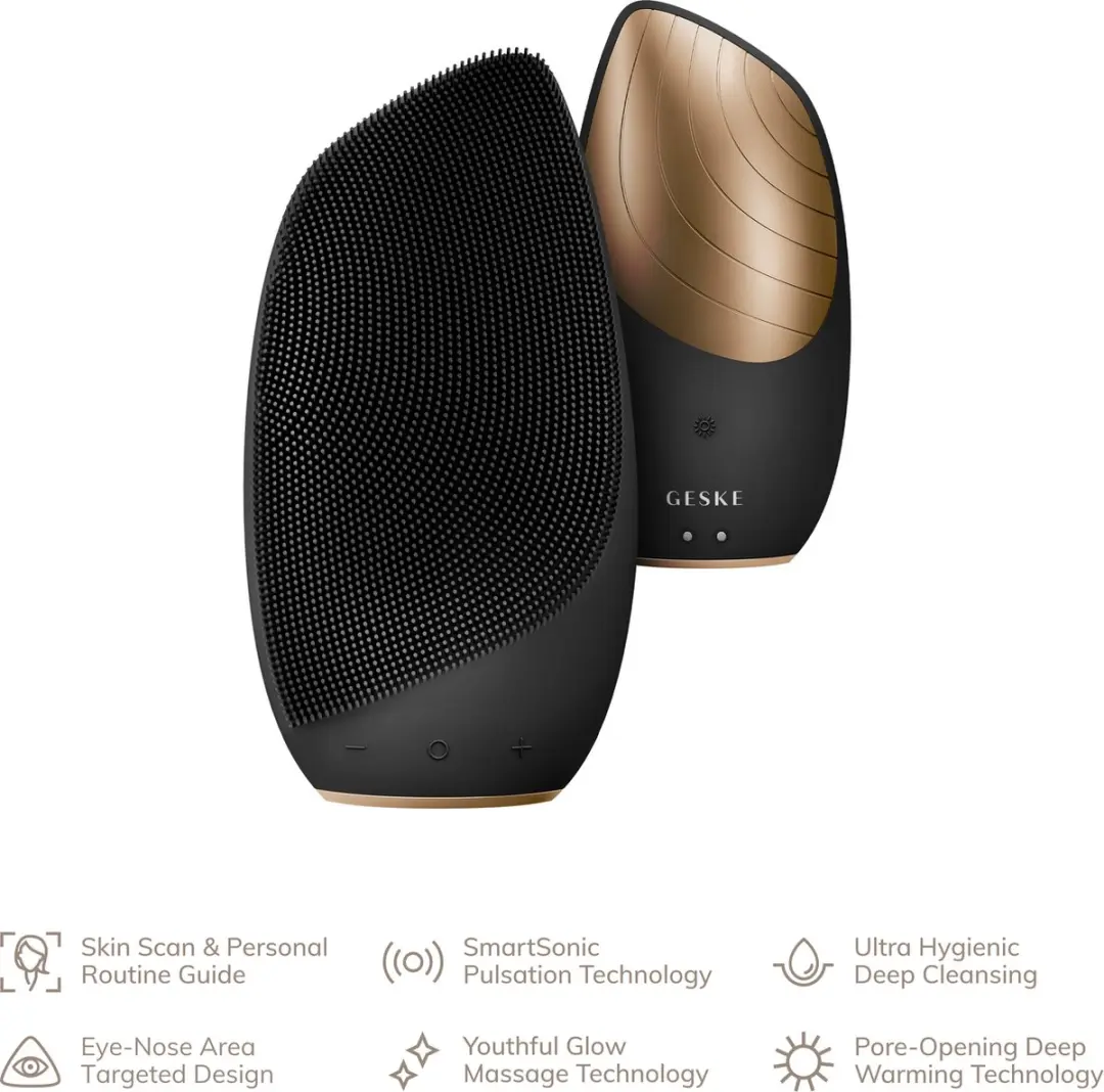 GESKE SmartAppGuided Sonic Thermo Gezichtsborstel AP_GK000007GY01 - 18 Snelheden - Grijs/Goud