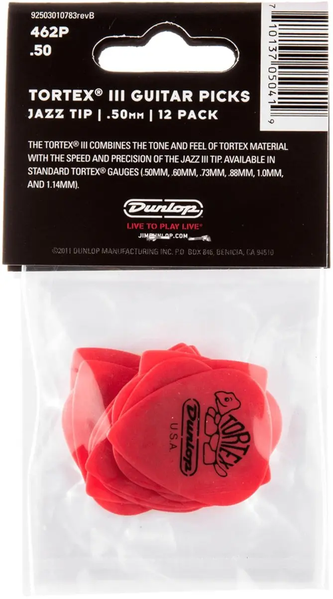 Dunlop Tortex III 462 Plectrums 0,50mm - 12 Stuks - Rood