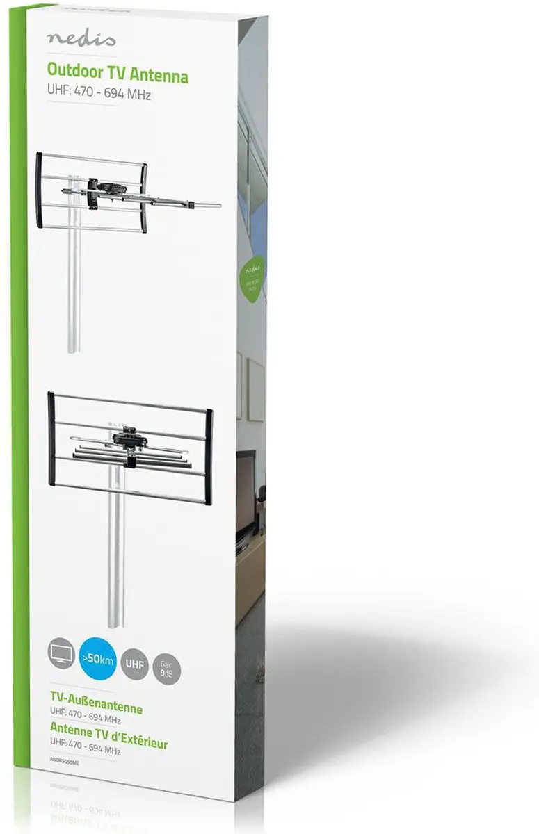 Nedis Buitenantenne UHF ANOR5050ME - 9dB Versterking - 50km Bereik - Zwart - afbeelding 6 van 6