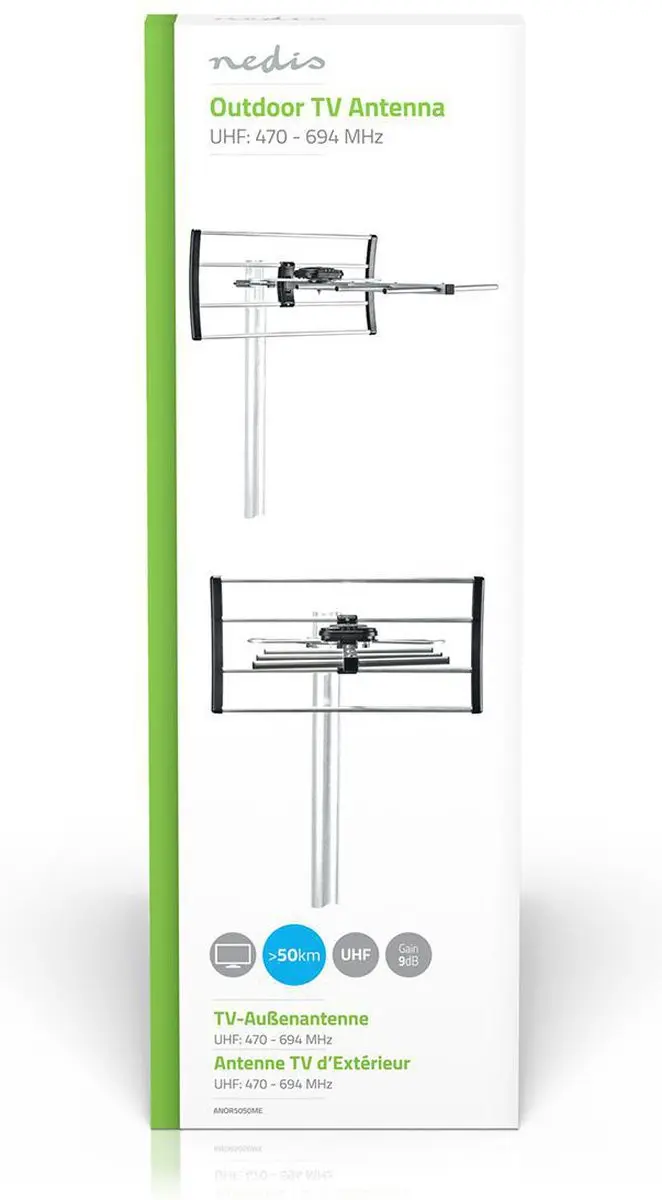 Nedis Buitenantenne UHF ANOR5050ME - 9dB Versterking - 50km Bereik - Zwart - afbeelding 5 van 6