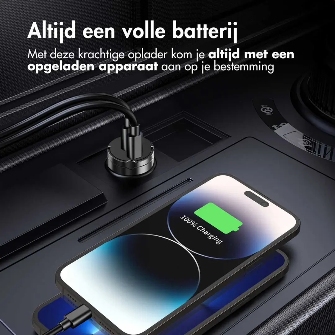 Accezz Autolader SH00081669 - 2x USB-C 65W - Zwart