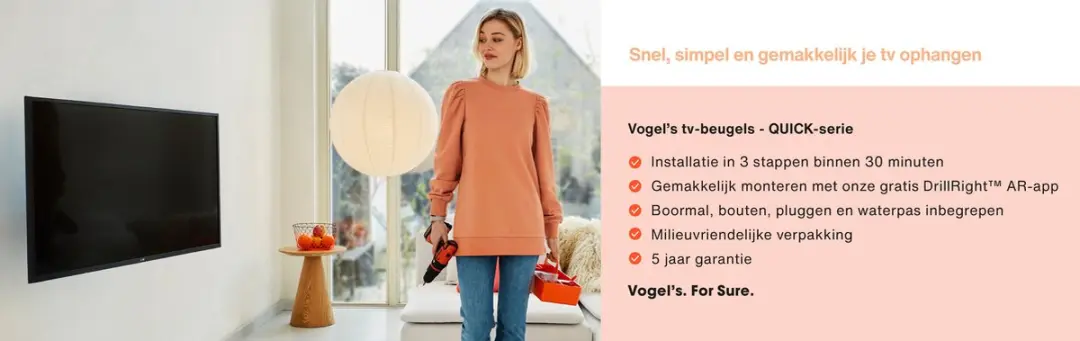 Vogel's QUICK TVM 1406 TV-Beugel - 32"-77" - 50kg - VESA 400x400 - Zwart