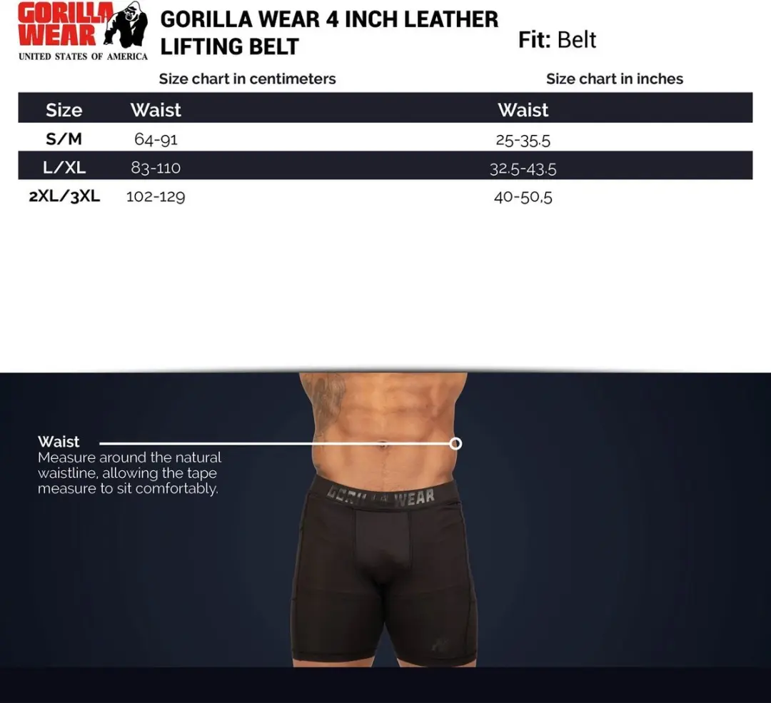 Gorilla Wear 4 Inch Leren Lifting Belt - Zwart