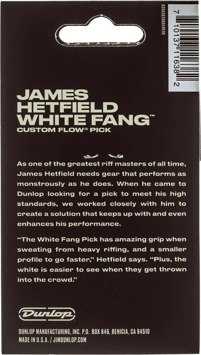 Dunlop White Fang James Hetfield Gitaarplectrum 1,00mm - Wit/Zwart