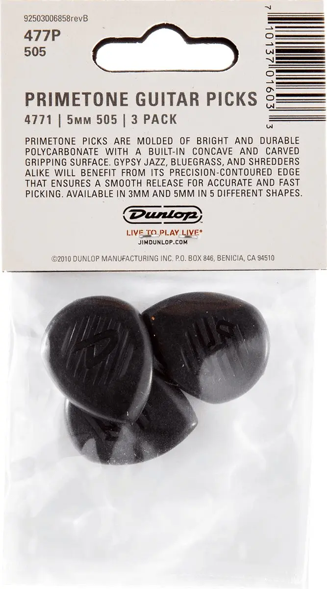 Dunlop Primetone 505 Plectrum - Sharp Tip 5.00mm - 3 Stuks