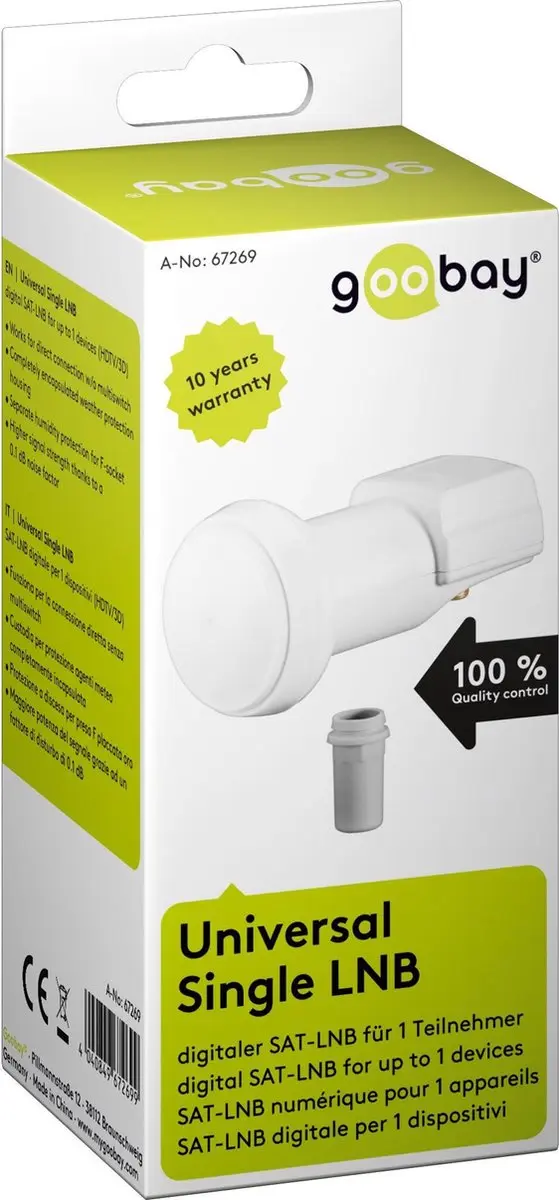 Goobay Universele Single LNB 40mm - Verguld