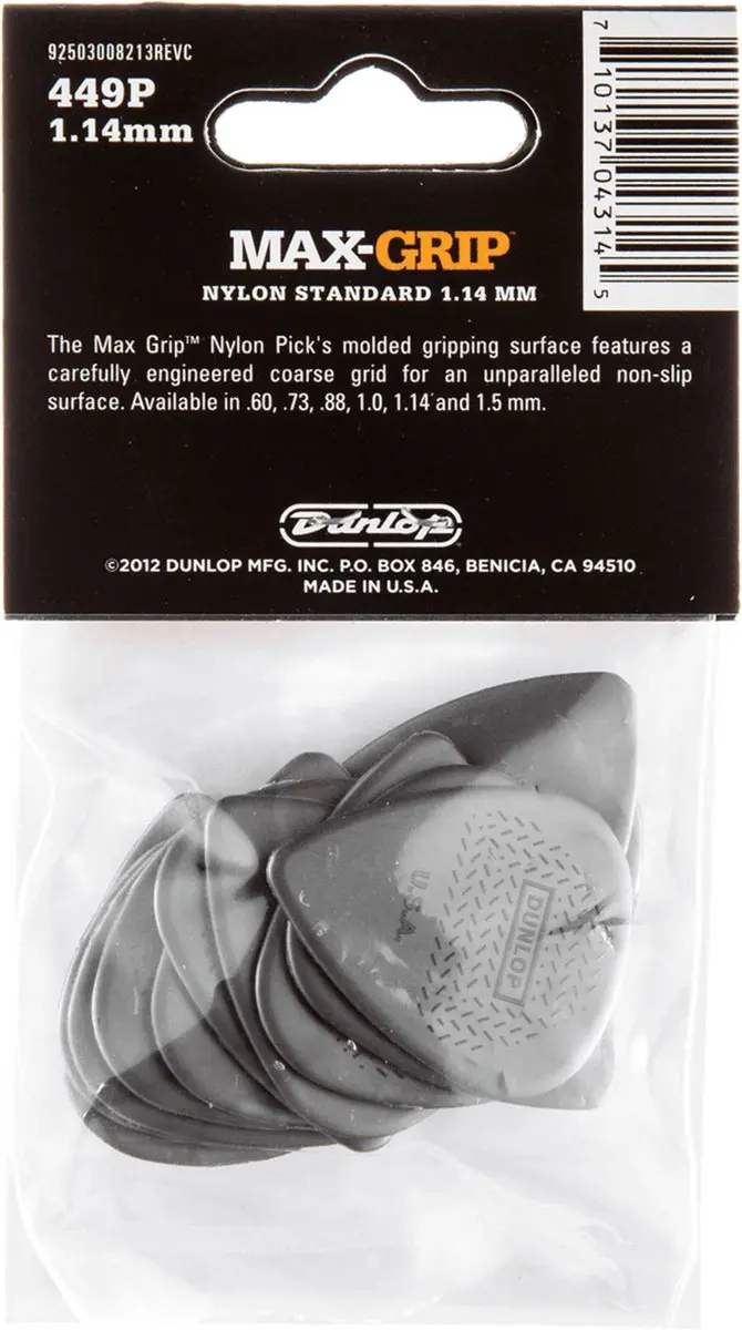 Dunlop Max Grip Plectrum 1.14mm - 12 Stuks