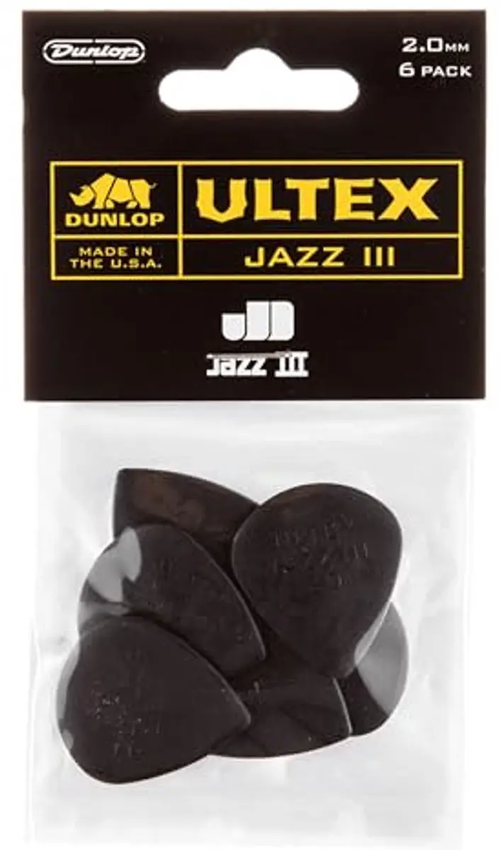 Dunlop Ultex Jazz III 2.0 Plectrumset - 6 Stuks - Zwart
