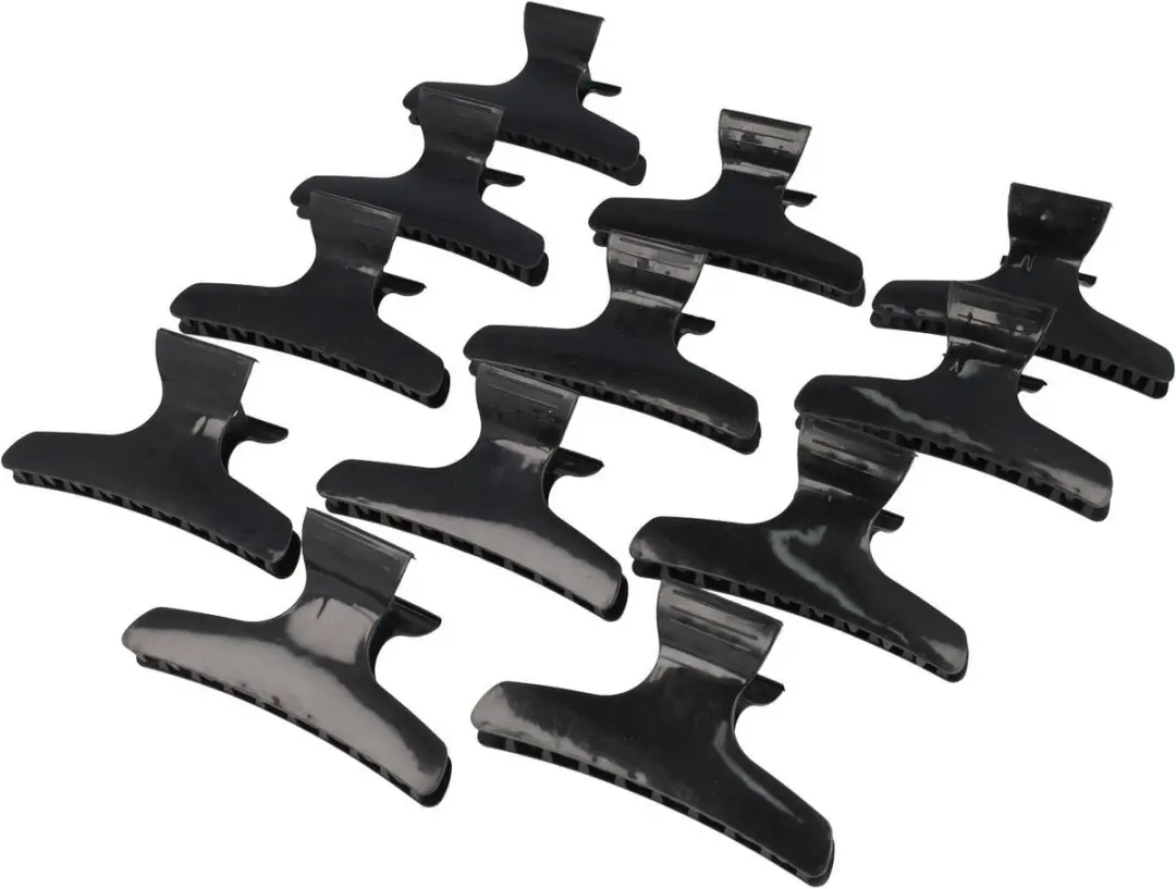 Haarsoires Afdeelklemmen 9,5cm - Zwart - 12 Stuks