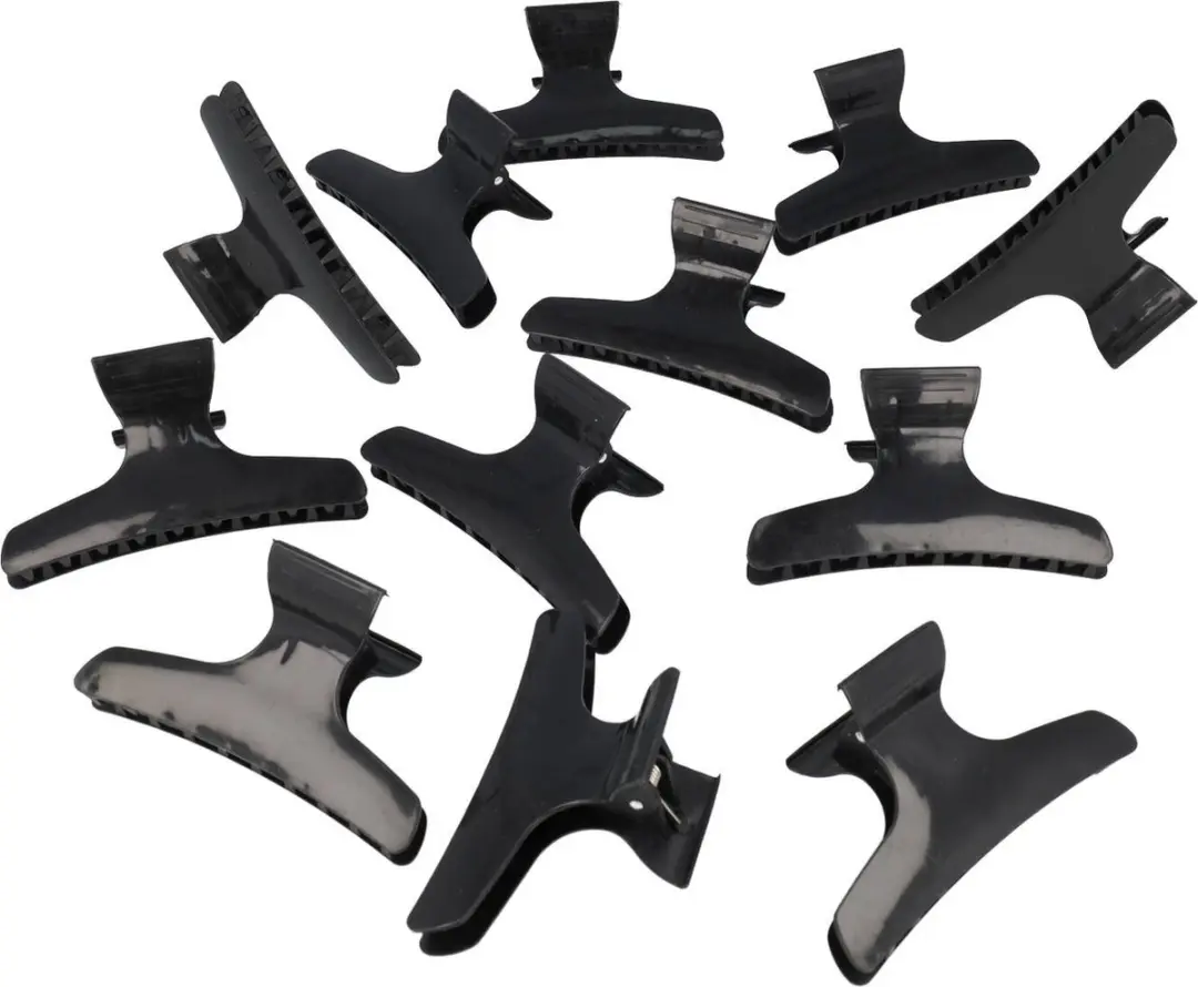 Haarsoires Afdeelklemmen 9,5cm - Zwart - 12 Stuks