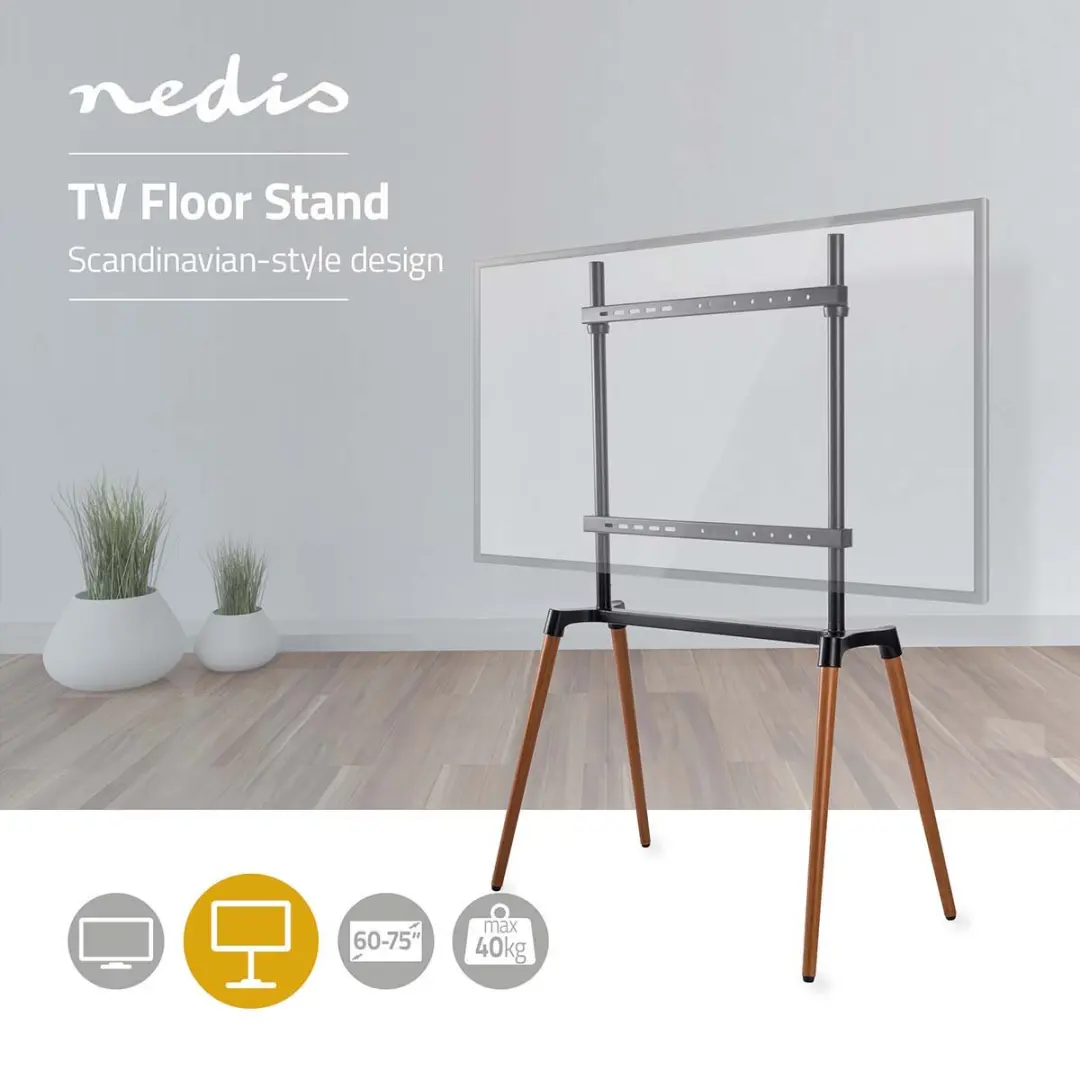 Nedis TVSM7250BK Vloerstandaard - 60-75" - 40kg - Zwart