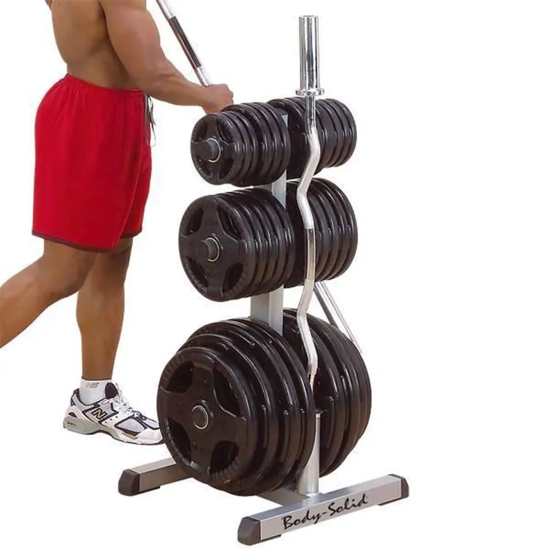 Body-Solid Olympic Plate Tree & Bar Holder - Grijs