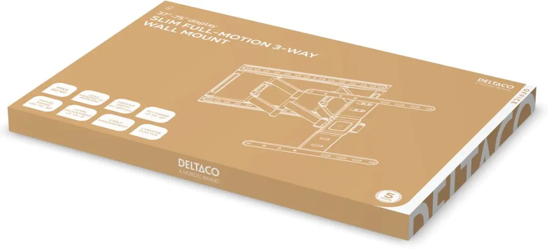 Deltaco ARM-0258-B TV Wandsteun 75" - Max 60kg - Zwart
