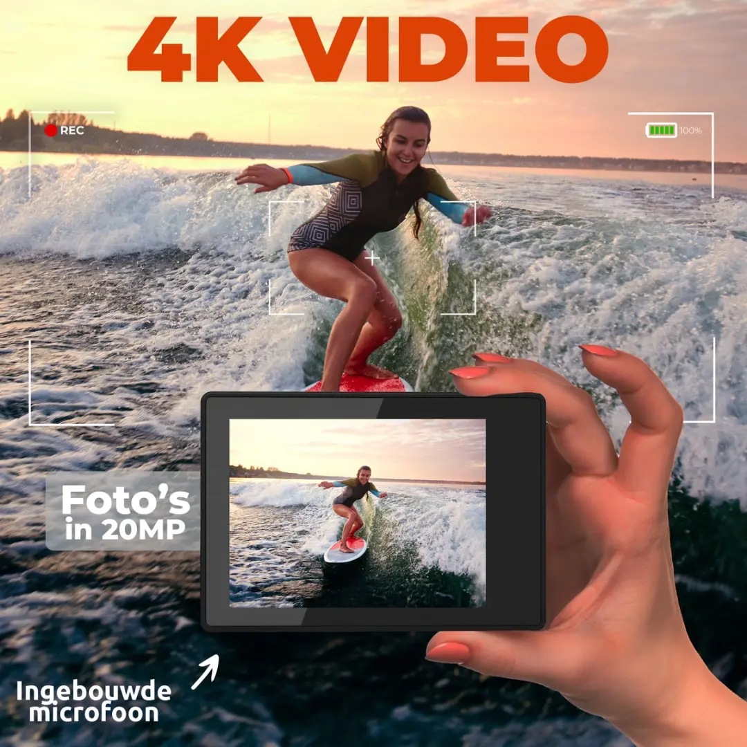 Denver ACK8064 Action Camera 4K - 20MP - Waterdicht - Zwart