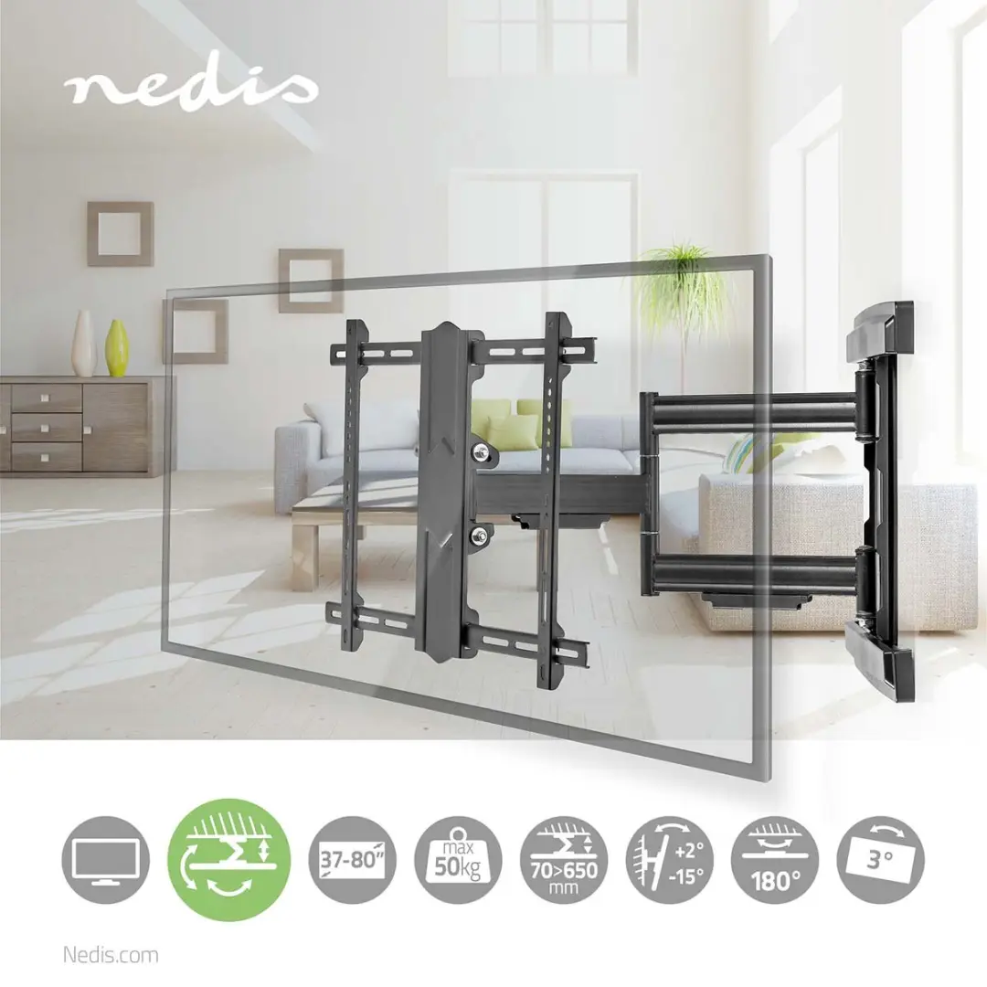 Nedis TVWM6550BK TV-Muurbeugel - 50kg - Zwart