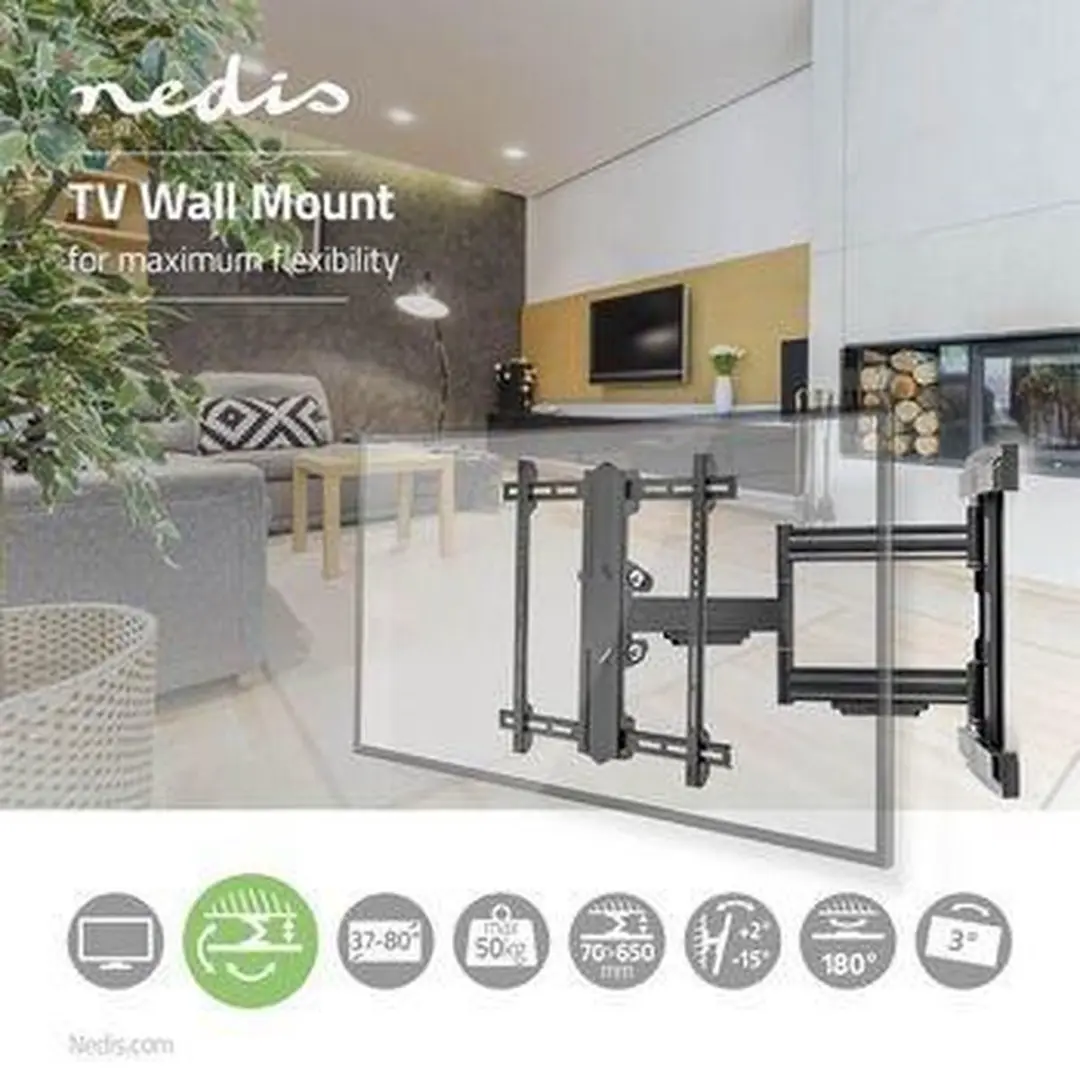 Nedis TVWM6550BK TV-Muurbeugel - 50kg - Zwart