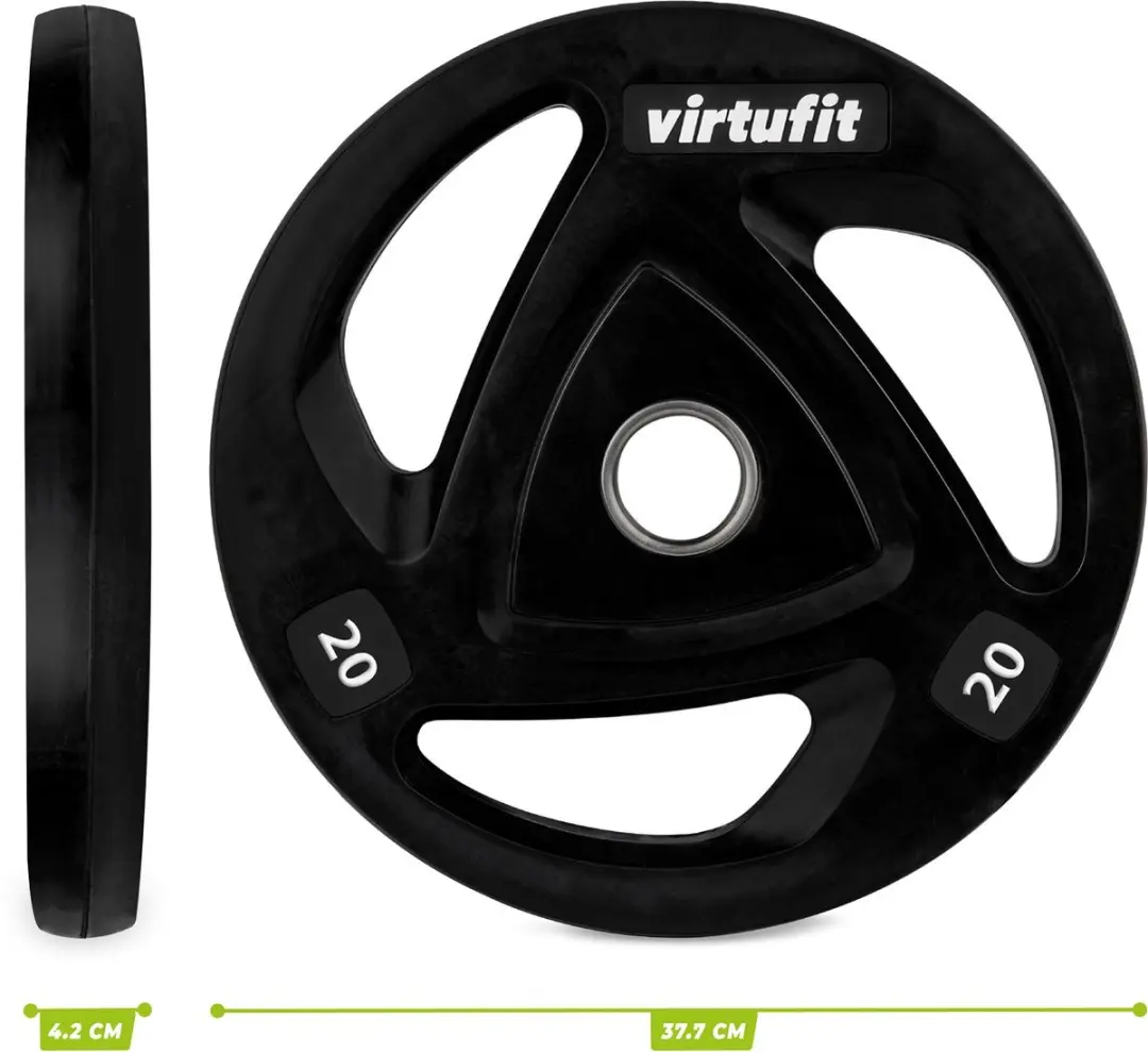 Virtufit Halterschijf Opbergrek 150kg - 5cm - 2x5kg Rubberen Schijven Zwart