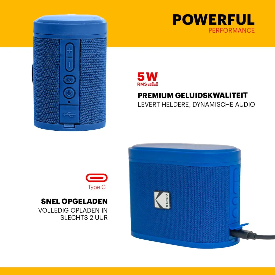 Kodak SoundBrix SBRIX2 Bluetooth Speaker - 5W - 2 Stuks - Blauw