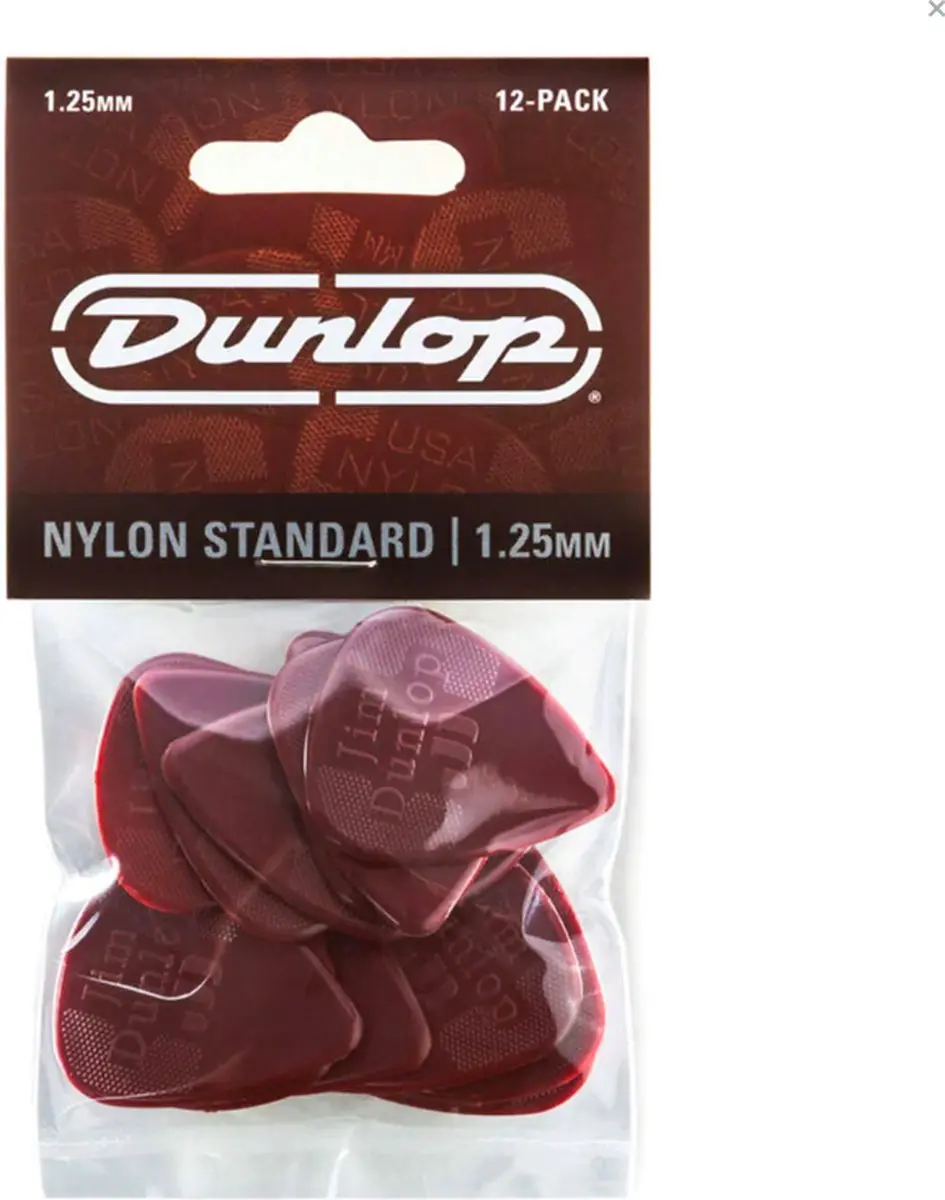 Dunlop Nylon Standard 1.25 Plectrum - 12 Stuks Rood
