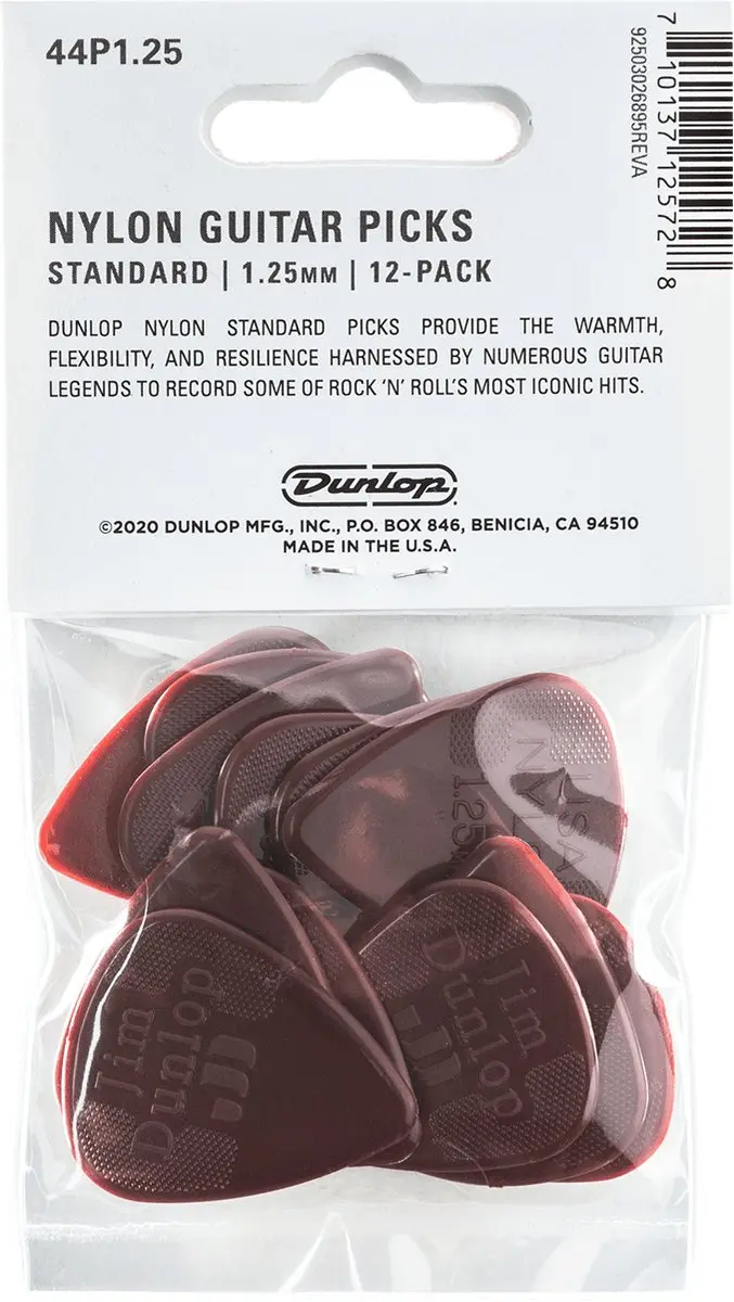 Dunlop Nylon Standard 1.25 Plectrum - 12 Stuks Rood