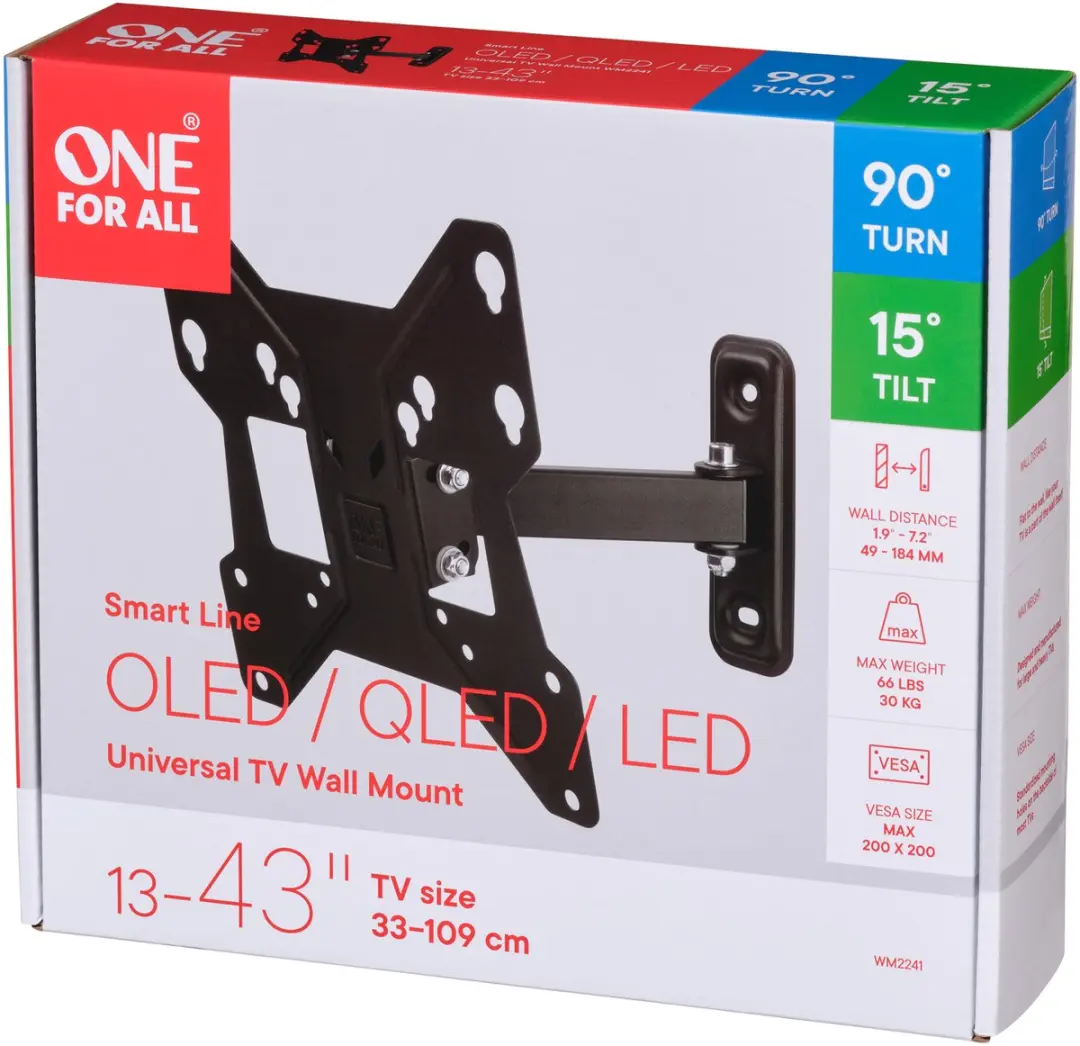 One For All WM2241 Smart Line TV-Beugel - 13-43" - 30kg - Zwart