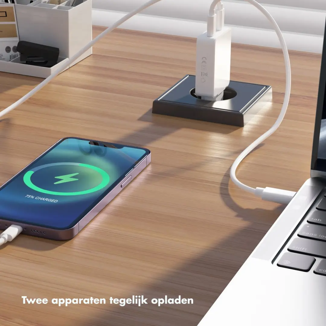 Accezz Ultra Slim GaN Oplader 65W - 2x USB-C - Wit