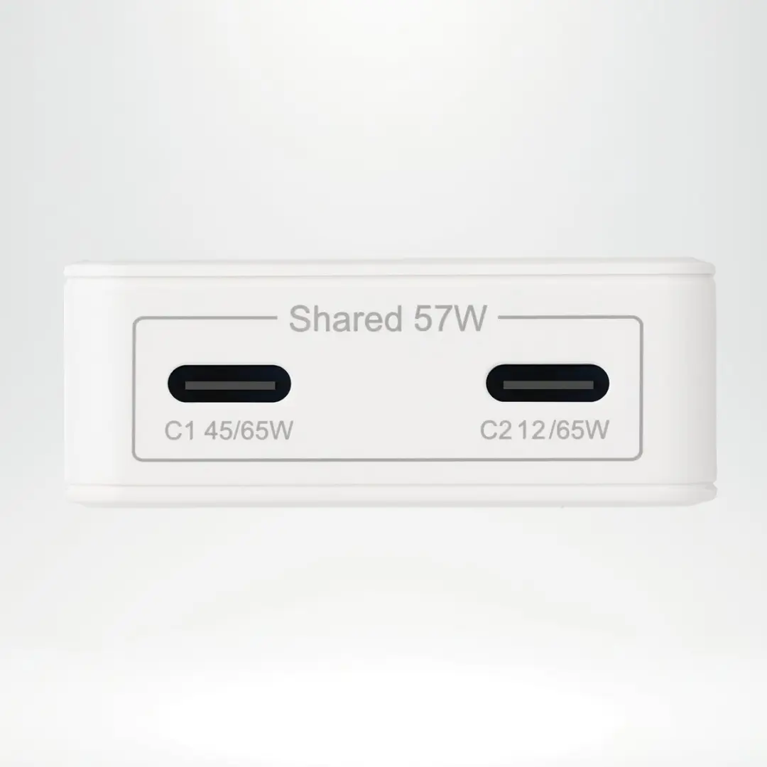 Accezz Ultra Slim GaN Oplader 65W - 2x USB-C - Wit