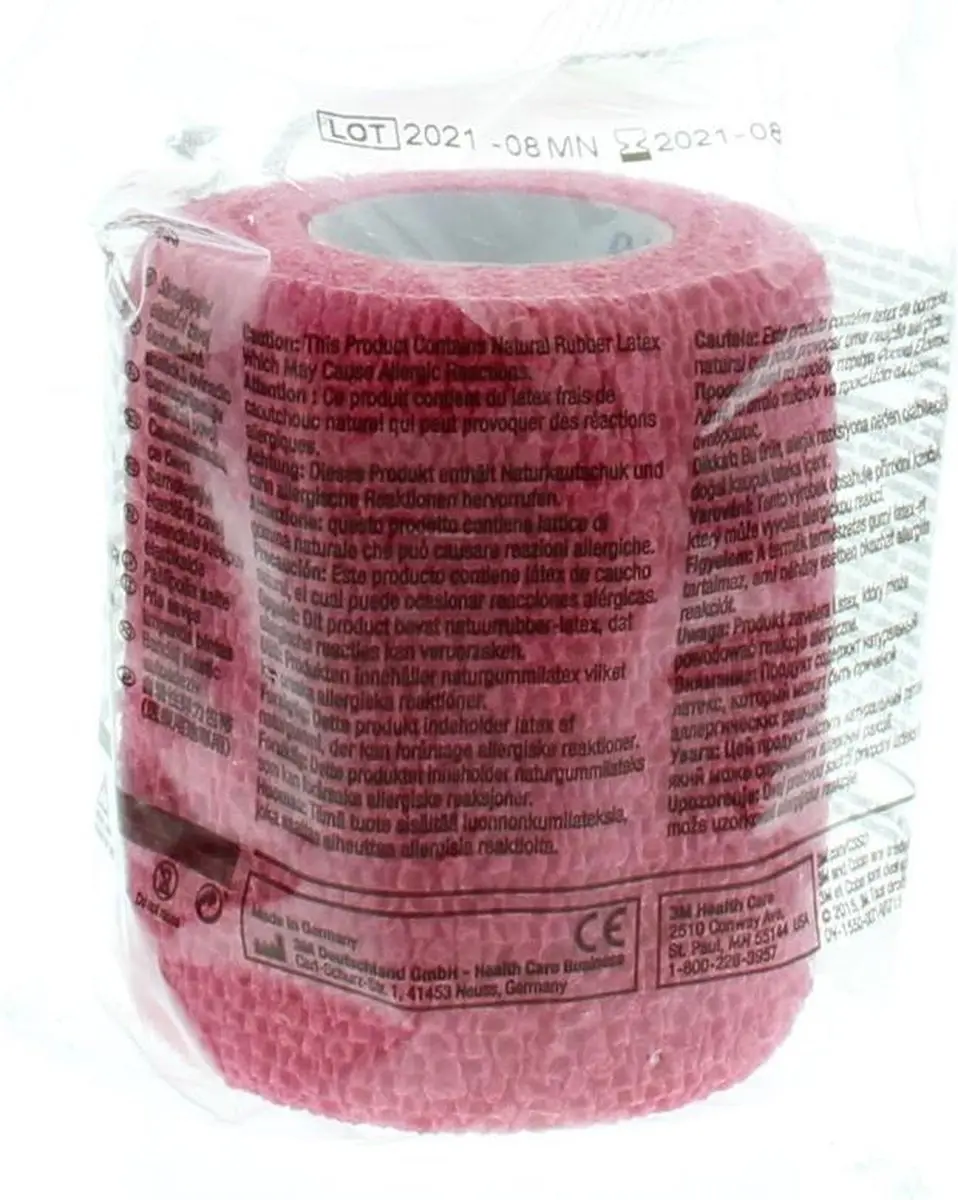 3M Coban Zelfklevende Zwachtel Rood 7,5cm x 4,5m