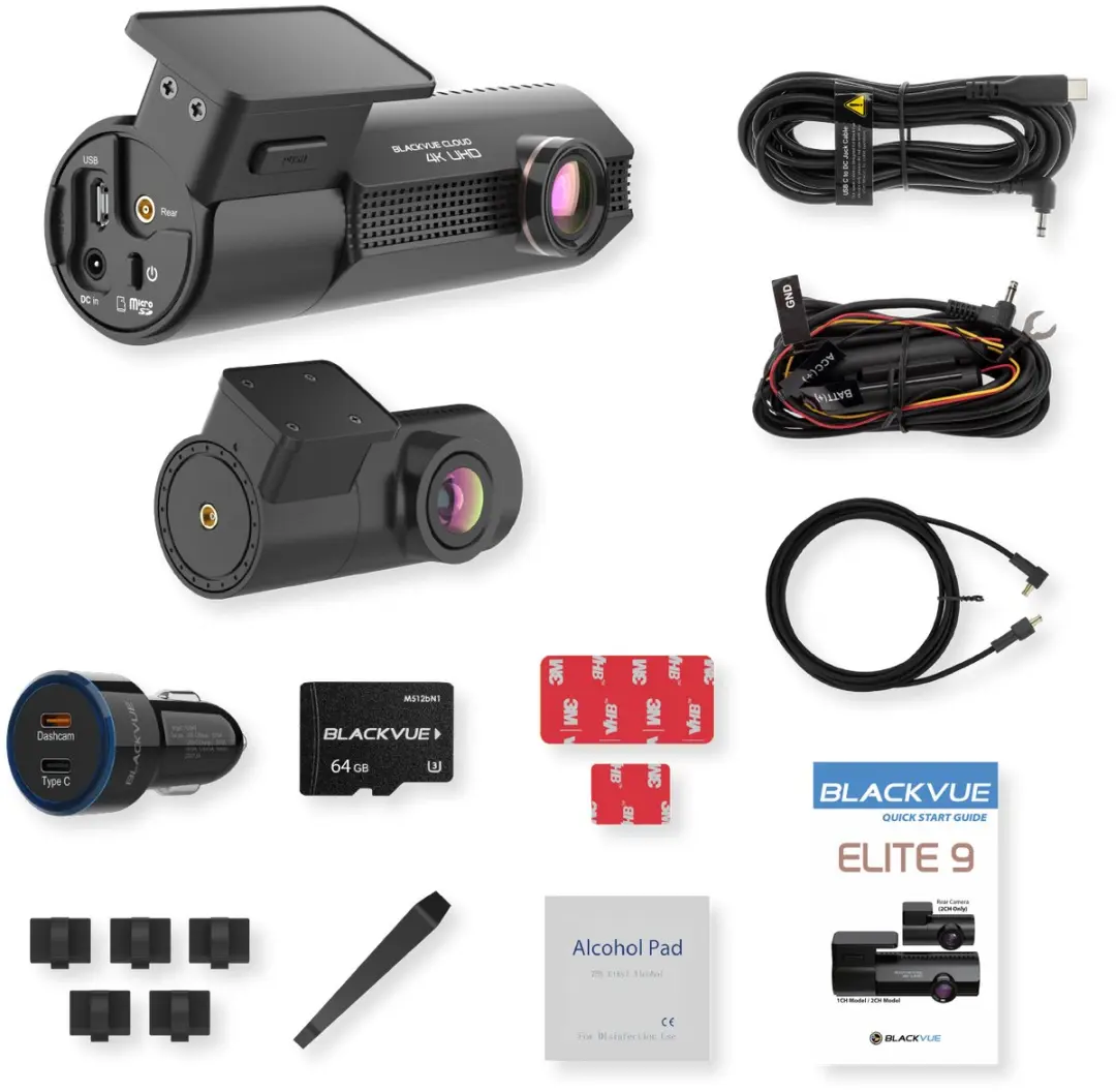 BlackVue ELITE 9 2CH Dashcam 64GB - 4K UHD Zwart