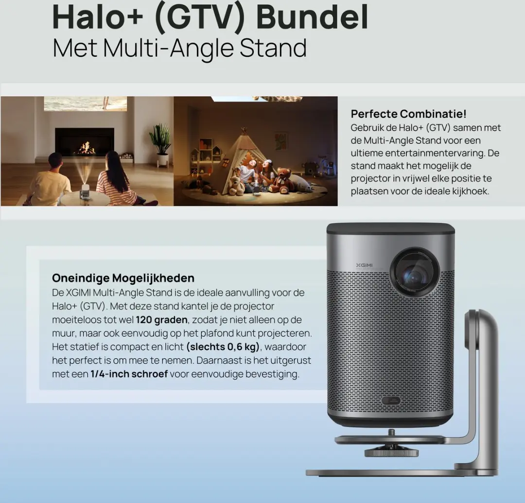 XGIMI Halo+ GTV Draagbare Projector - 700 ISO Lumen - Lichtgrijs