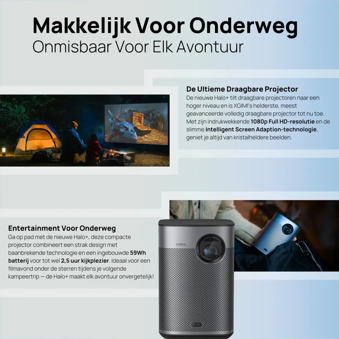 XGIMI Halo+ GTV Draagbare Projector - 700 ISO Lumen - Lichtgrijs