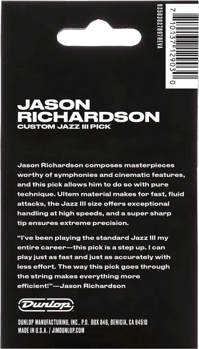 Dunlop Jason Richardson Jazz III Plectrum 1.38mm - 6 Stuks