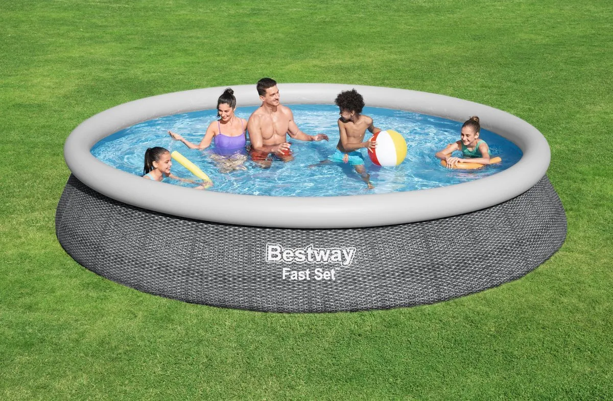 Bestway Fast Set Opblaasbaar Zwembad 457x84cm - 9677L - Grijs