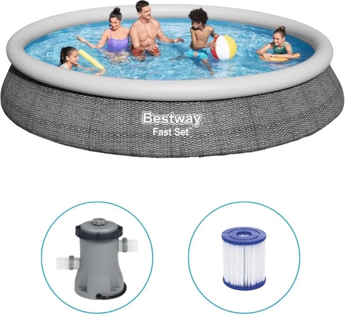 Bestway Fast Set Opblaasbaar Zwembad 457x84cm - 9677L - Grijs