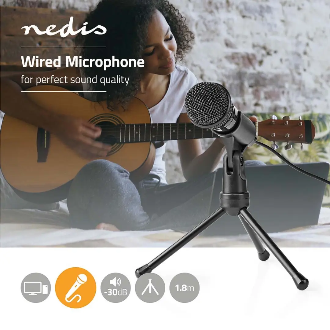 Nedis MICTJ100BK Microfoon - Bedraad - Zwart