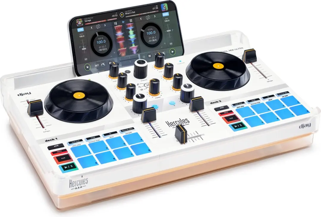 Hercules DJ Control Mix Ultra 4780942 Smartphone Controller - 2 Kanalen - 8 Drumpads - Wit
