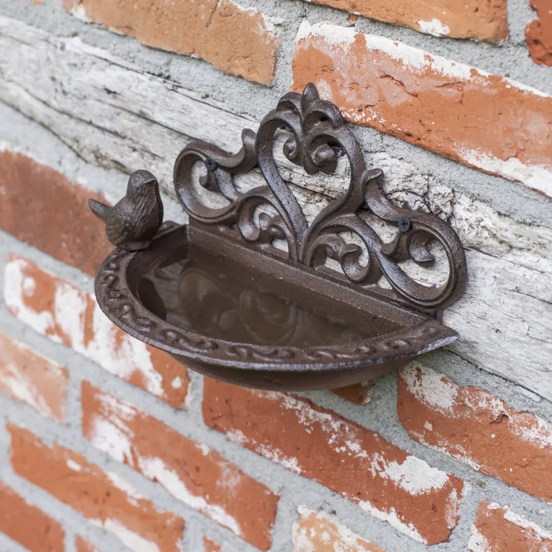 Esschert Design Gietijzeren Wandvogelbad - Bruin