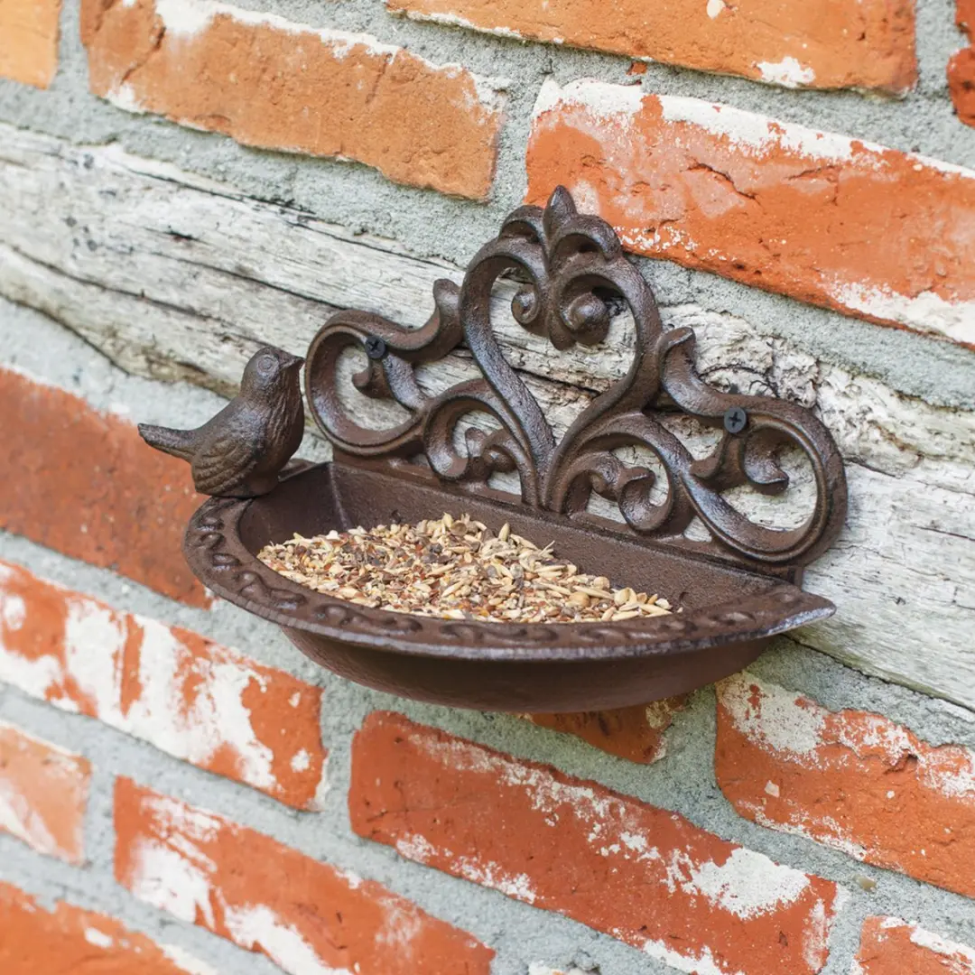 Esschert Design Gietijzeren Wandvogelbad - Bruin