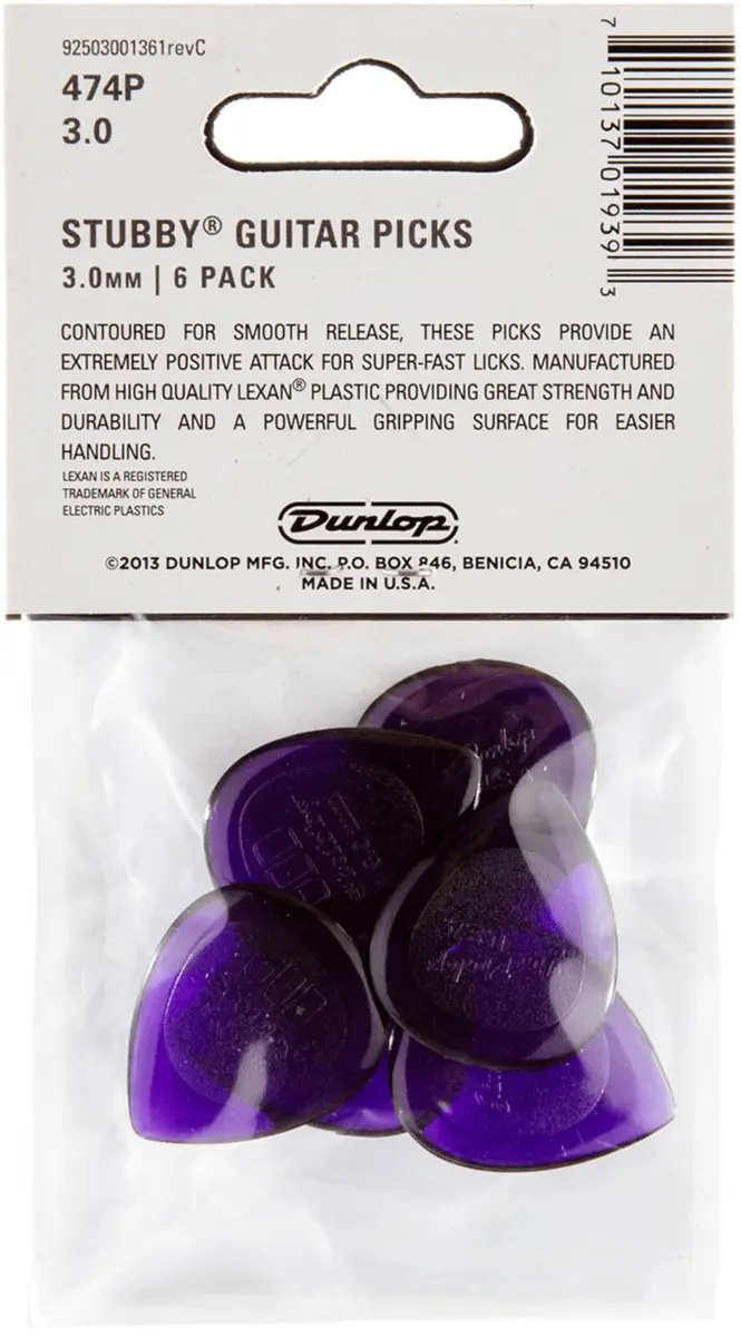 Dunlop 474P300 Stubby Jazz Picks 3,00 mm