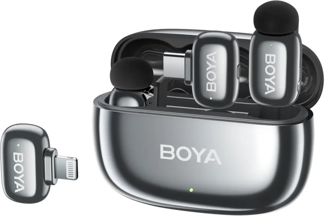 Boya Mini 2-01 Microfoonset - USB-C/Lightning - 2x TX - Grijs