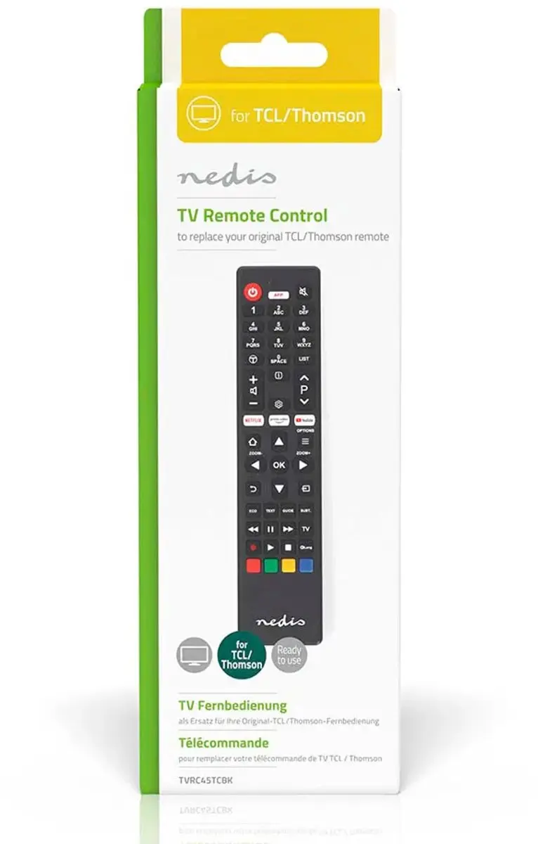Nedis TVRC45TCBK Vervangende Afstandsbediening - TCL/Thomson - Zwart