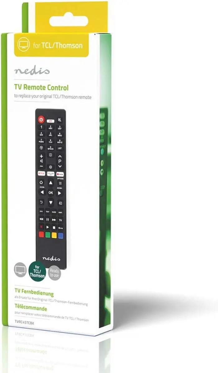 Nedis TVRC45TCBK Vervangende Afstandsbediening - TCL/Thomson - Zwart