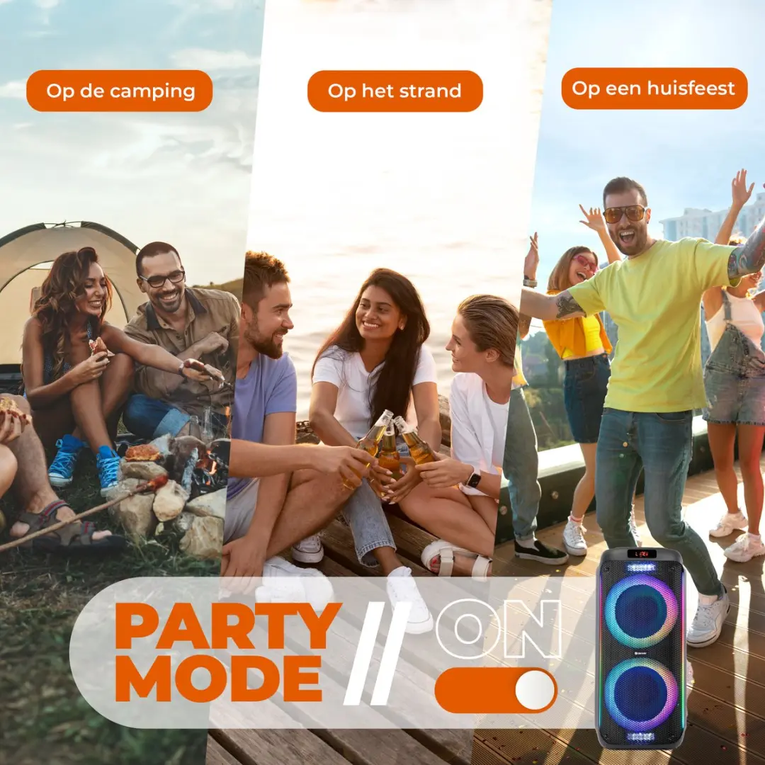 Denver Party Box TPS-456 Bluetooth Speaker - 600W - Zwart - afbeelding 6 van 6