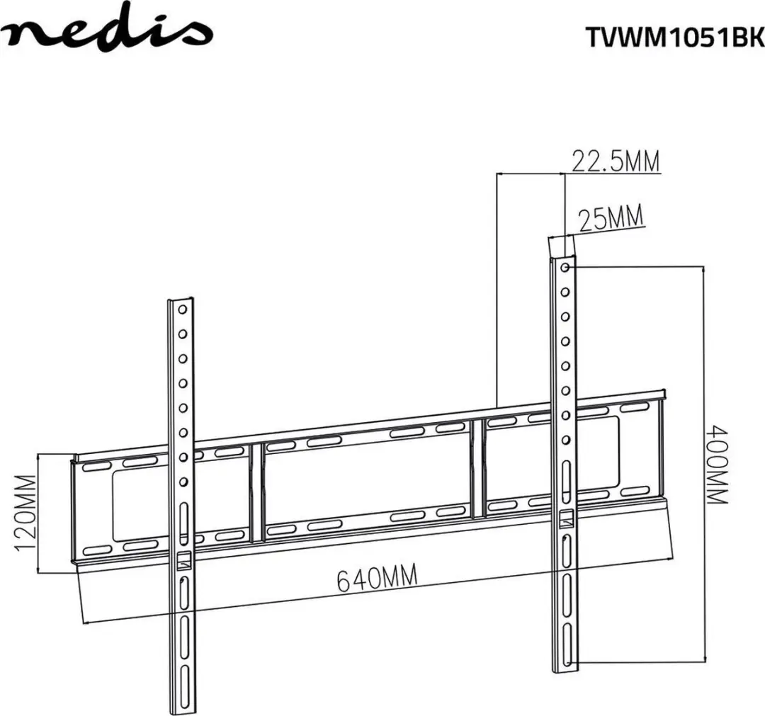 Nedis TVWM1051BK Vaste TV-Muurbeugel 37-70" - 35kg - Zwart