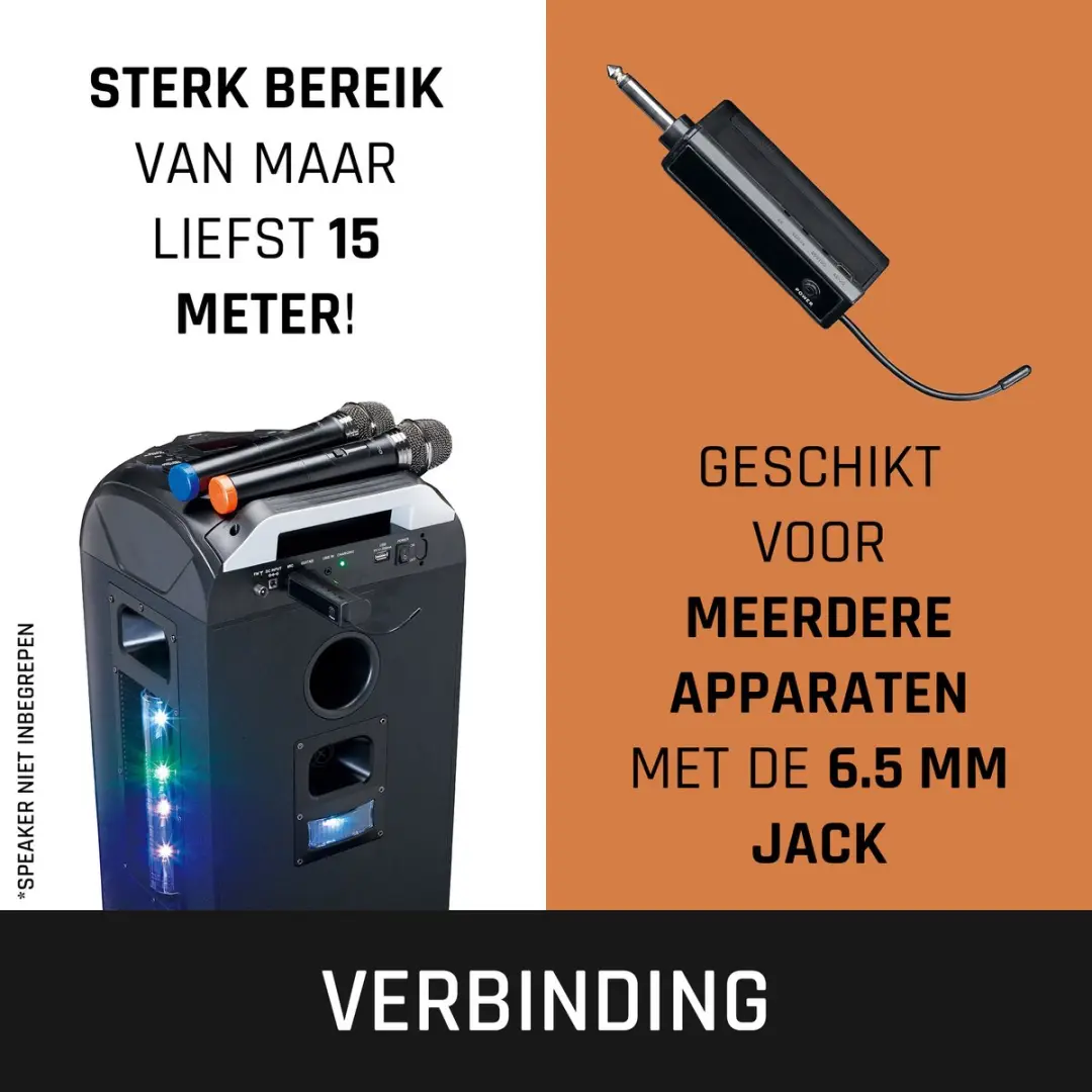 Lenco MCW-020BK Draadloze Microfoons - 2 Stuks - Zwart
